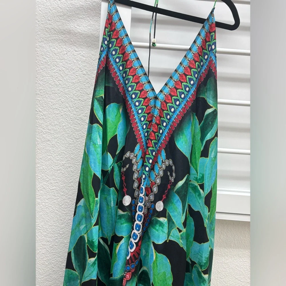TROPICAL-PRINT MAXI HALTER DRESS - Picture 4 of 6